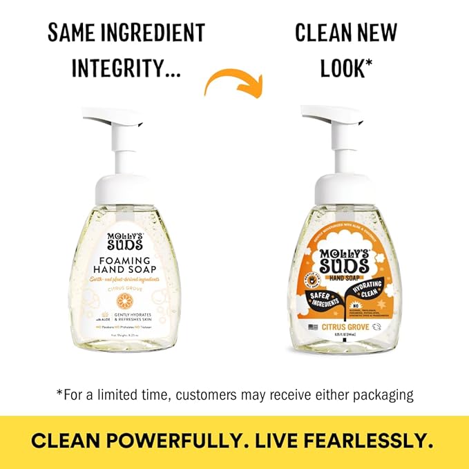 Molly's Suds Foaming Hand Soap - Made with Aloe and Coconut Oil | Moisturizing Hand Wash | Clean Ingredients, Infused with Essential Oils | Citrus Grove - 8.25 Oz (Pack of 3)
