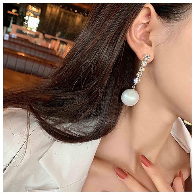 Vintage Pearl Drop Earring Gold Rhinestone