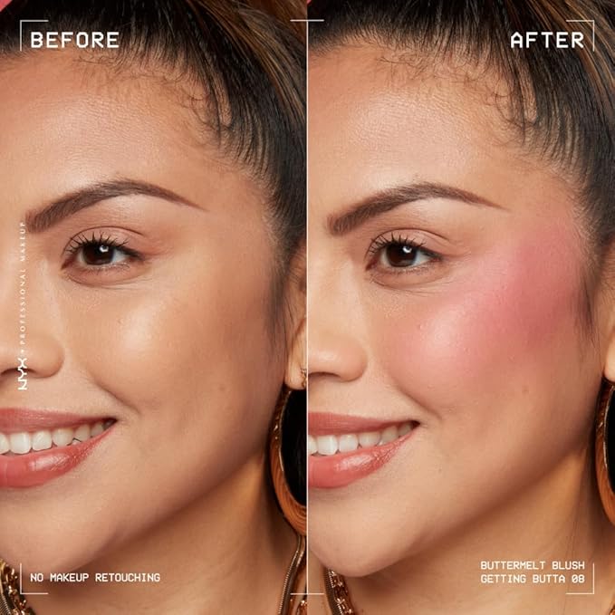 NYX PROFESSIONAL MAKEUP Buttermelt Powder Blush, Fade and Transfer-Resistant Blush, Up to 12HR Make Up Wear, Vegan Formula - Getting Butta