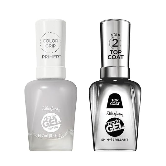 Sally Hansen Miracle Gel Nail Polish Shiny Top Coat Miracle Gel Color Grip Primer, 0.5 fl oz