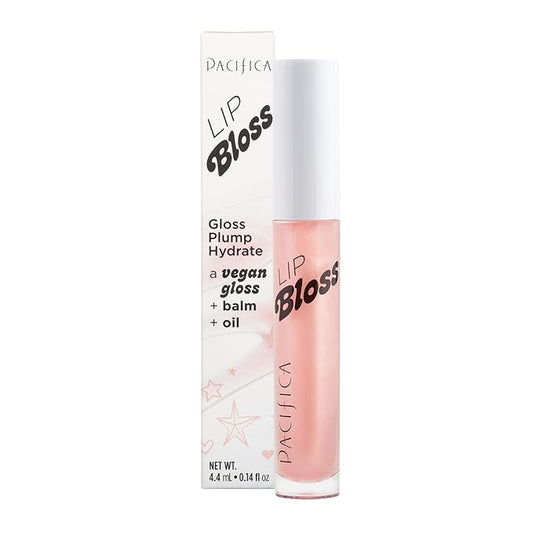 Pacifica Plumping Lip Gloss - Lip Bloss Tinted Lip Balm Treatment - Berry Flavored - Moisturizing, High-Shine, Long-Lasting Shine, Vegan & Cruelty-Free, 0.14 Fl Oz, Light Pink