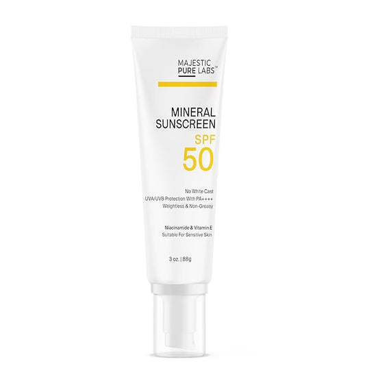 100% Mineral Sunscreen with Zinc Oxide & Titanium Dioxide | Blends Seamlessly for Healthy Glow with Vitamin E & Niacinamide | UVA/UVB Protection & Zero White Cast with SPF 50 | 3 oz
