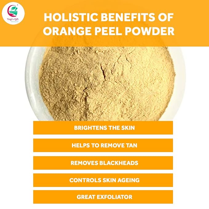 Orange Peel Powder 8 oz (227 grams) | 100% Natural Care For Acne, Tan & Blackheads | Effective DIY Face Mask Ingredient | Rich in Vitamin C | Helps Get a Glowing Skin | by Yogi's Gift®