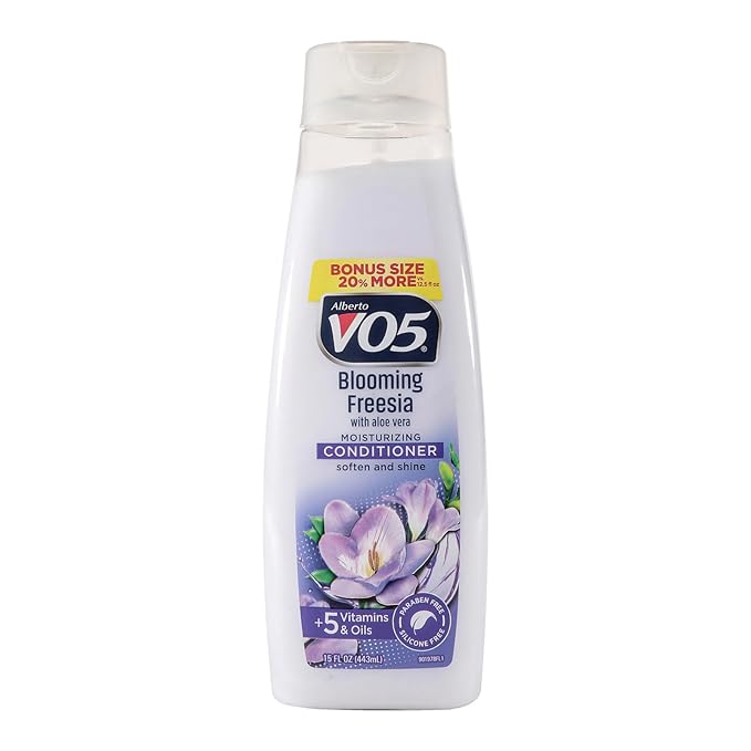 Alberto VO5 Blooming Freesia Revitalizing Conditioner - Hair Conditioner Formulated with Essential Vitamins and Oils - Fresh Floral Fragrance - 15 oz