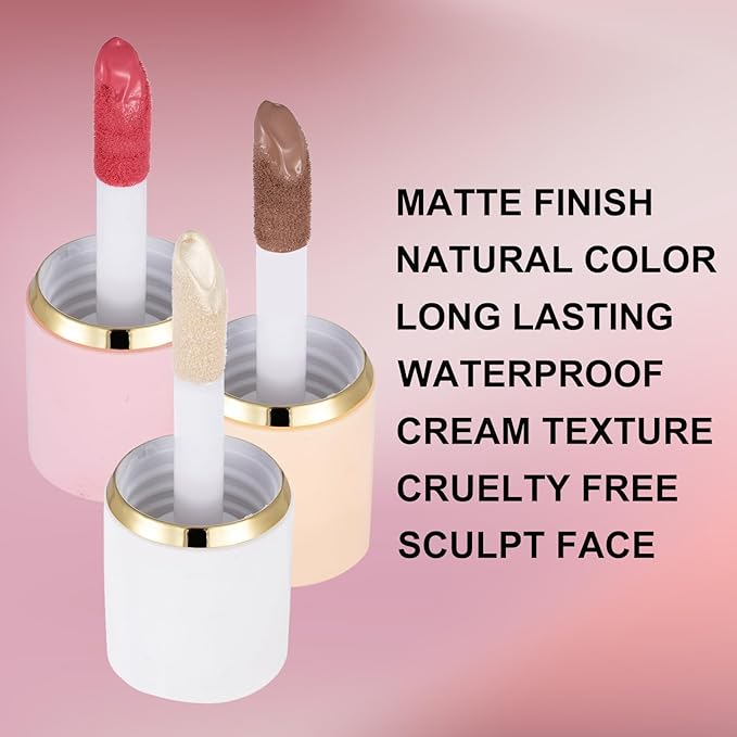 3Pcs Liquid Contour Makeup Trio with Bronzer Shade,