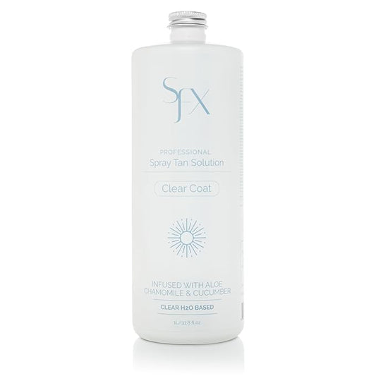 SunFX CLEARCOAT All Natural Spray Tanning Solution | No Bronzers | Infused with botanicals (1L/33.8 fl oz, DARK SUMMER)