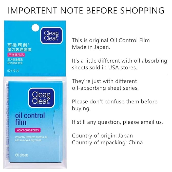 Premium Oil Control Film,Same Series with Clean&Clear Oil Oily Skin
