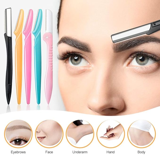 14 in 1 Eyebrow Razor Kit, Professional Dermaplane Face Razor for Women, Eyebrow Trimmer for Hair & Peach Fuzz Remover, Face Shavers for Women with Tweezers/Scissors/Clipper/Spoolie Brush