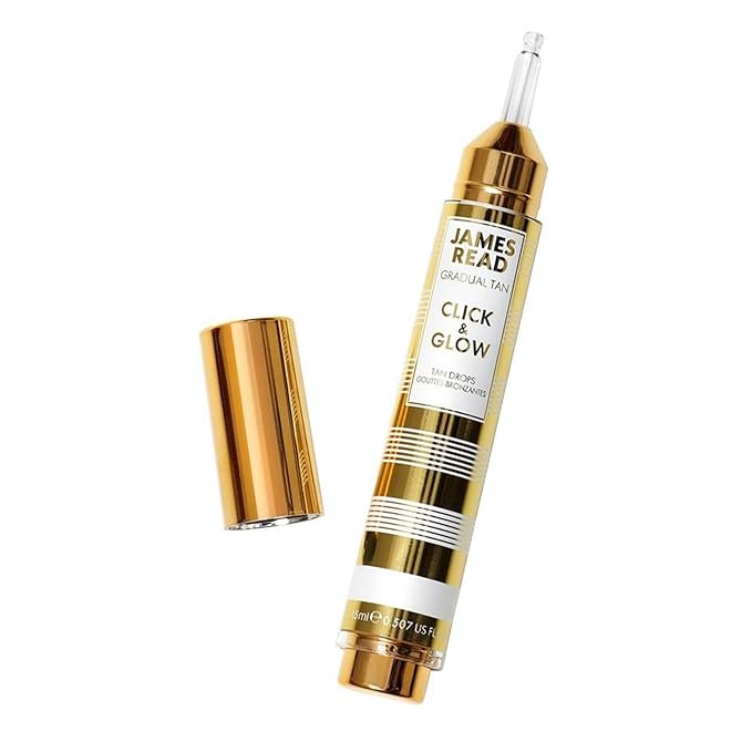 James Read Gradual Tan - Click & Glow Tan Drops 15ml, On-the-Go, Daily, Custom Tanning Booster & Extender, Easy to apply, Travel friendly, Vitamin E, Aloe Vera, Hyaluronic Acid, For all skin tones