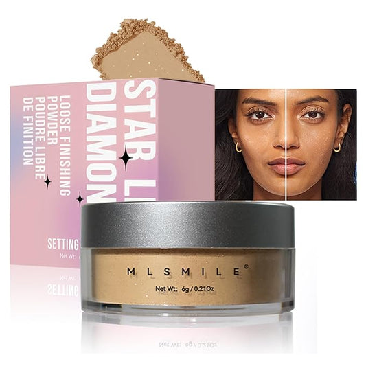 AKARY Dark Complexion Translucent Setting Powder, Shimmer Finishing