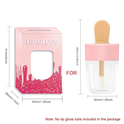 15 Pack Ice-cream Lip Gloss Tube Boxes Packaging, Pink Lip Gloss Boxes for 2.68x1.62 Inch Ice Cream Shaped Empty Lipgloss Tubes, Pink Ice Cream LipGloss Bottle Packaging (Not include tubes)
