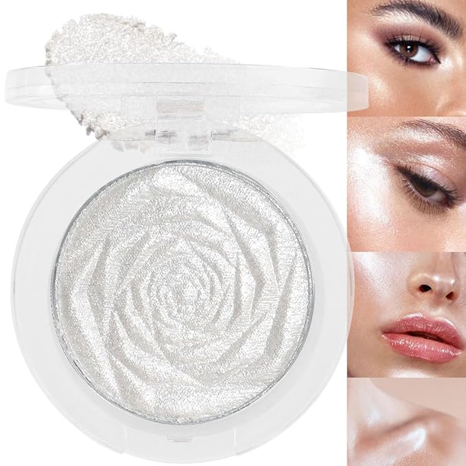 evpct Pearl White Silver Face Highlighter Makeup, White