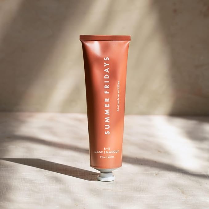 Summer Fridays R+R Mask - Brightening + Hydrating Face Mask with Restorative Natural Oils & Bulgarian Rose - Gently Buffs Dry Skin for a Petal - Soft Glow (2.25 Oz)