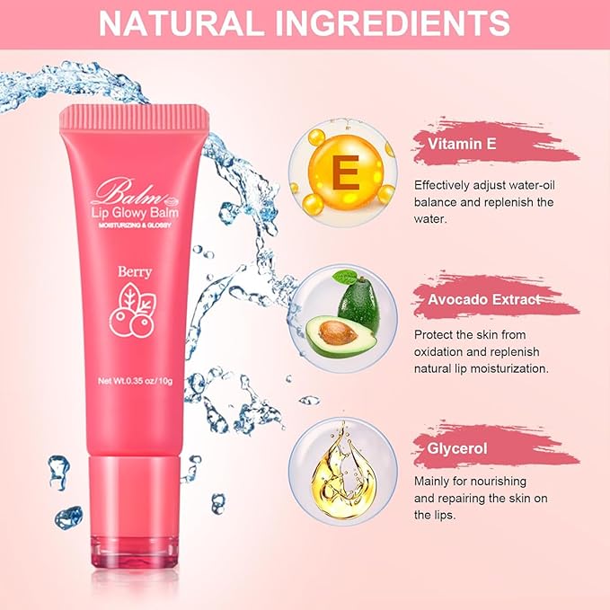 GECOMO Lip Glowy Balm, Moisturizing Lip 0.35oz