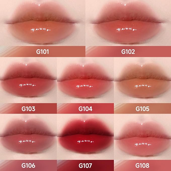 Hydrating Lip Gloss Serum, Moisturizing, Plunping, Shiny Lip Glow, Tinted Lip Care with Vitamin E, Crithmum Maritimum Essential oil, G107