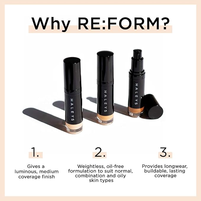 HALEYS RE:FORM Liquid Lux Foundation (8.50) Vegan, Cruelty-Free Long-Lasting Wear