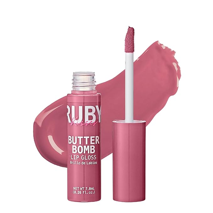 Ruby Kisses Lip Gloss Butter Bomb Gloss Non-Sticky Lip Gloss Vitamin E Natural Nude Lip Makeup - 7.8mL (0.26 US fl.oz) (Sublime)