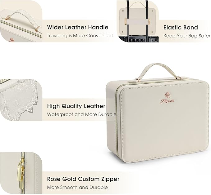 Leather makeup case with led