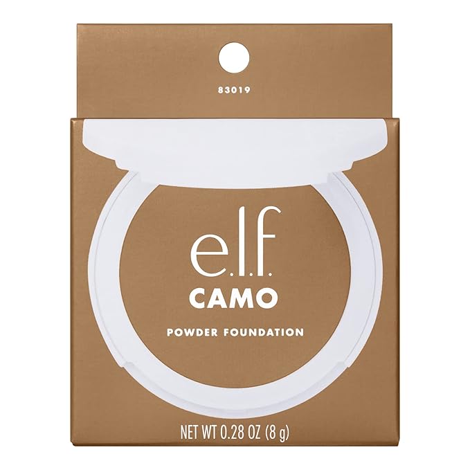 e.l.f. Camo Powder Foundation, Lightweight, Primer-Infused Buildable & Long-Lasting Medium-to-Full Coverage Foundation, Medium 330 W