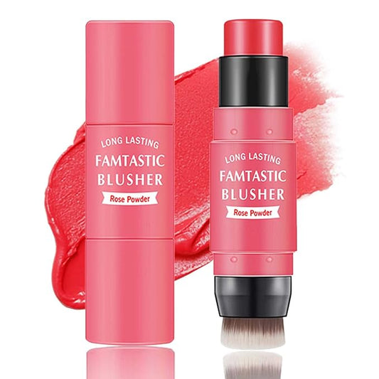 Cream Blush Stick,Blush Stick for Cheeks with Contour Rose Pink）