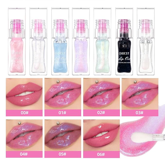 Hydrating Lip Gloss Transparent Lip Care,Magic Color Changing Moisturizing Lip Glow Oil Plumping Glimmer Glow Lipstick, Long Lasting Non-sticky Fresh Texture Lip Oil(Q2394-5#Change Color)