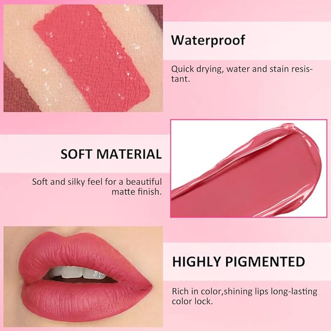 Matte Liquid Lipstick,Dark Purple Liquid Lip Stains, Long Lasting Waterproof Lip Gloss Makeup, Velvet Non-Stick Cup Lips Stain X-08#