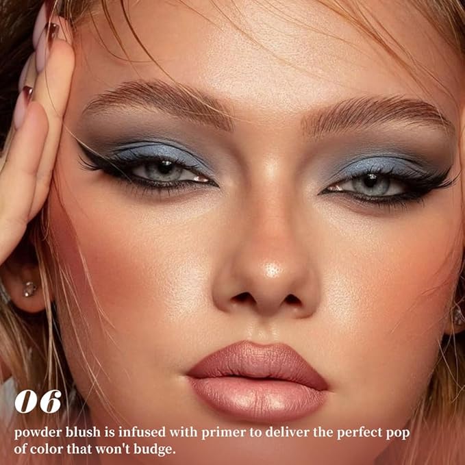 Single Matte Cheeks Face Cream powder Blush Makeup Palette, Bronze Brown Singles Blushes for Older Women, Monochrome Highly Pigmented Daily Evening Girls Blush Gift, Rubor en Polvo, 06