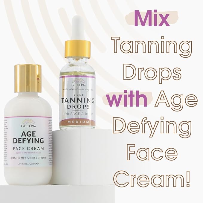 Face Self Tanner Drops with Revitalizing Cream, Self Tanning Drops for Face, Face Tanner Bronzing Drops, Face Tanning Drops to Add to Moisturizer 1oz+3.4oz