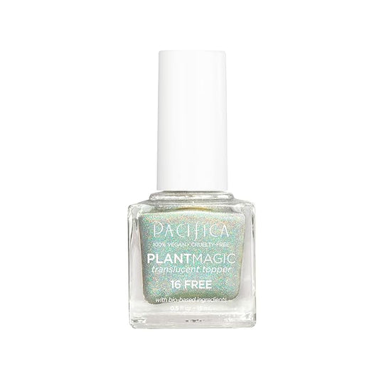 Pacifica Natural Nail Polish – Plant Magic Glitter Rainbow Base - Plant Based, Non-Toxic & Clinically Tested - Long Lasting, Glossy, Chip-Resistant, Clean Beauty, Dermatologist Approved, Rainbow Gloss