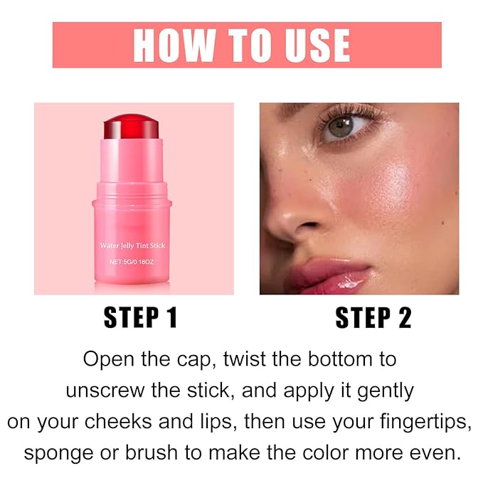 2 PCS Multi-Use Jelly Tint blush Stick, Cooling Cooling