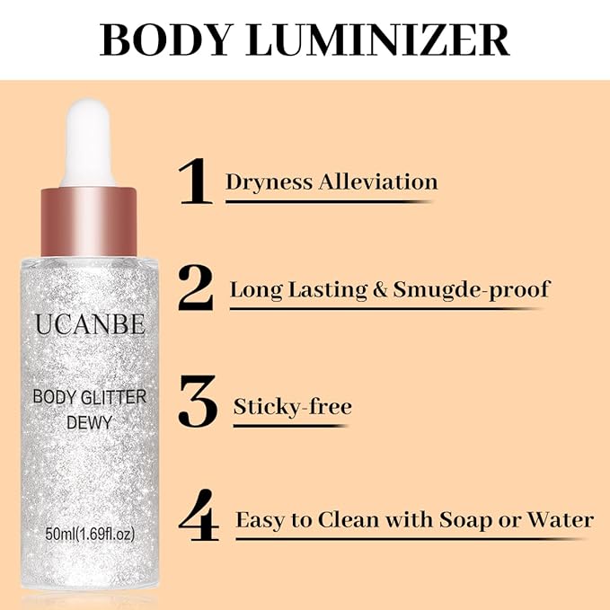 UCANBE Highlighter Makeup Drops Body Glitter Dewy Liquid - 02)
