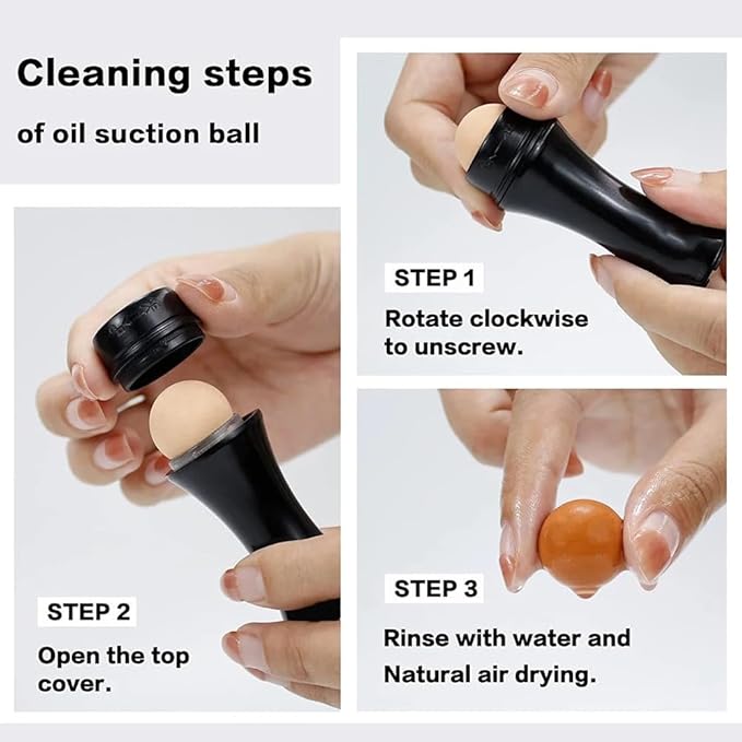 Oil-Absorbing Volcanic Face Roller set with blotting paper (White Set)