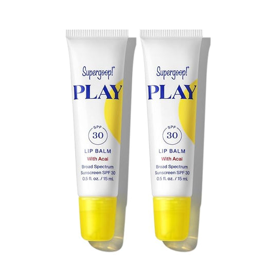 Supergoop! PLAY Lip Balm with Acai - 0.5 fl oz, Pack of 2 - SPF 30 PA+++ Broad Spectrum Sunscreen - Hydrating Honey, Shea Butter & Sunflower Seed Oil - Great for Active Days