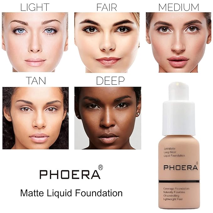 PHOERA Foundation, PHOERA Matte Liquid Foundation,PHOERA Makeup for (102- Nude) 30ml