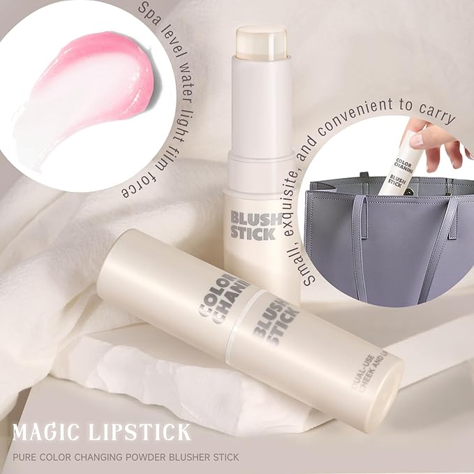 Color Changing Blush Stick for Cheeks Makeup,Clear Blush Natural Lightweight