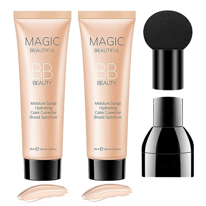 Sulily 2 Pcs BB Cream Full Coverage Foundation,Hydrating BB Cream(ivory)