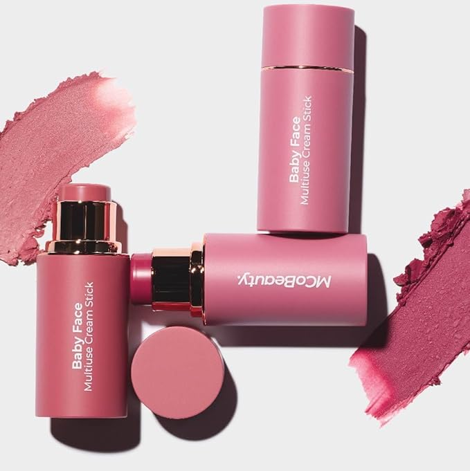 MCoBeauty Baby Face Multi-Use Cream Stick, Chouchou Nude Peach Shade, Silky Smooth, Buildable Blush for Eyes, Lips & Cheeks, Vegan, Cruelty Free Cosmetics