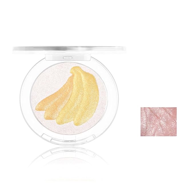 Cream Highlighter Compact, Highly Pigmented Glitter Powder Makeup, Face