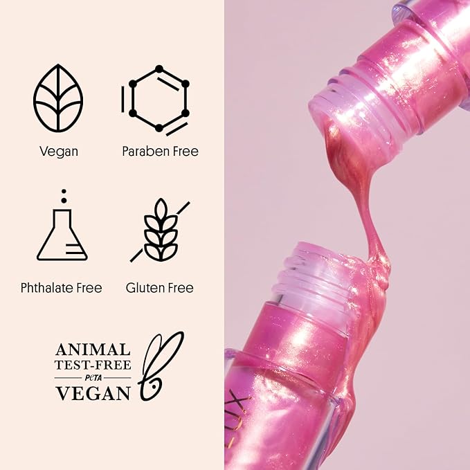 Winky Lux Very There Lip Oil, Hydrating Nude Pink Gloss with Jojoba Oil, Non-Sticky Glossy Lip Oil, Tinted Pink Gloss for Juicy Lips, Pink Opal