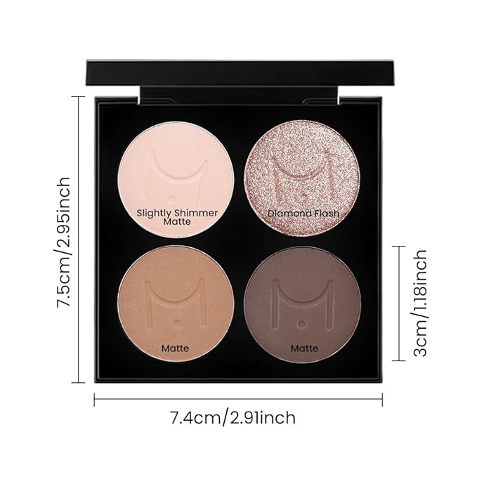 4 Colors Eyeshadow Makeup Palette,Nude Champagne Gold Light Dark Brown Highly Pigmented Natural Neutral Eye Shadow Palette with Mirror,Long Lasting Naturing-Looking,Waterproof,Blendable