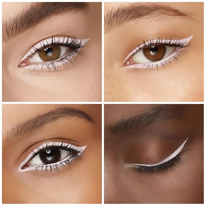 Kaely 2Pcs Quartz Queen White Gel Eyeliner Pencil, Natural Cream Eye Liner Waterproof Smudge Proof, Matte Waterline Eyeliner Eyeshadow Stick, Brighten Eye Makeup, Vegan & Cruelty-Free