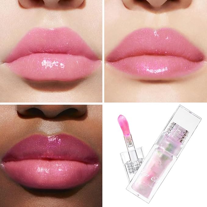 Magic Color Changing Lip Oil,Clear to Pink Moisturizing Magic