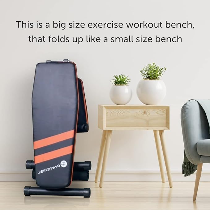 Gymenist Exercise Bench Adjustable Foldable Compact Workout Weight (FOLD-110B)