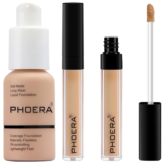 PHOERA Foundation Full Coverage,PHOERA Concealer Lightweight Full Coverage,PHOERA Warm peach+103#BEIGE)