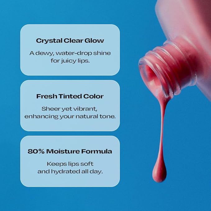 Lip Potion Aqua Glow No.7 Pink Soda | Hydrating, Non-Sticky Gloss with Sheer Radiance | 0.3 Oz