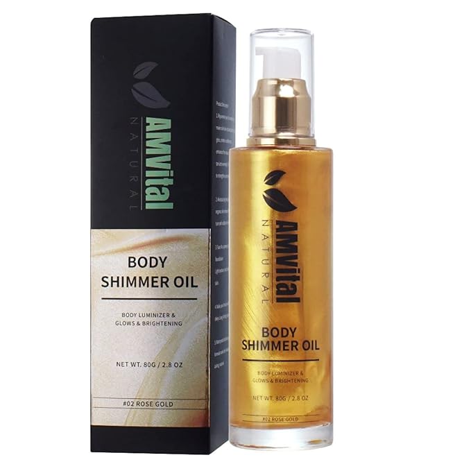 Shimmer Body Oil Rose Gold, Illuminator Highlighter for Body