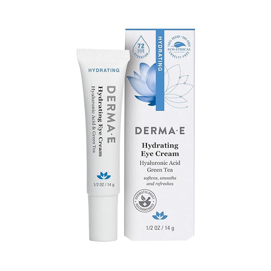 Derma E Hydrating Eye Cream – Firming and Lifting Hyaluronic Acid Treatment - Under Eye and Upper Eyelid Cream Reduces Puffiness and Appearance of Fine Lines, 0.5 oz