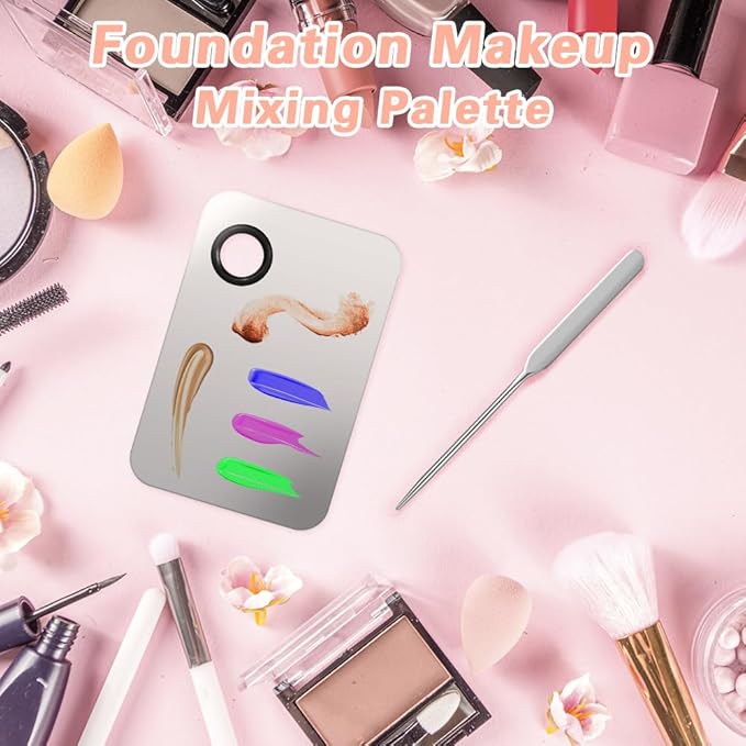 3PCS Makeup Mixing Palette, Stainless Steel Cosmetic Makeup