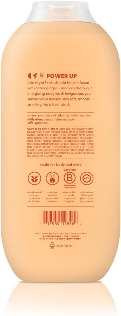 Method Body Wash, Energy Boost, Paraben and Phthalate Free, 18 oz (Pack of 6)