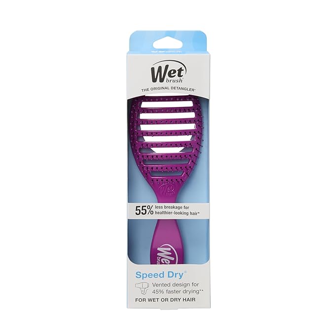Wet Brush Speed Dry Hair Brush, Purple, Vented Design & Soft HeatFlex Bristles, Blow Dry Safe, Ergonomic Handle Manages Tangles & Uncontrollable Strands, Pain-Free Hair Accessories